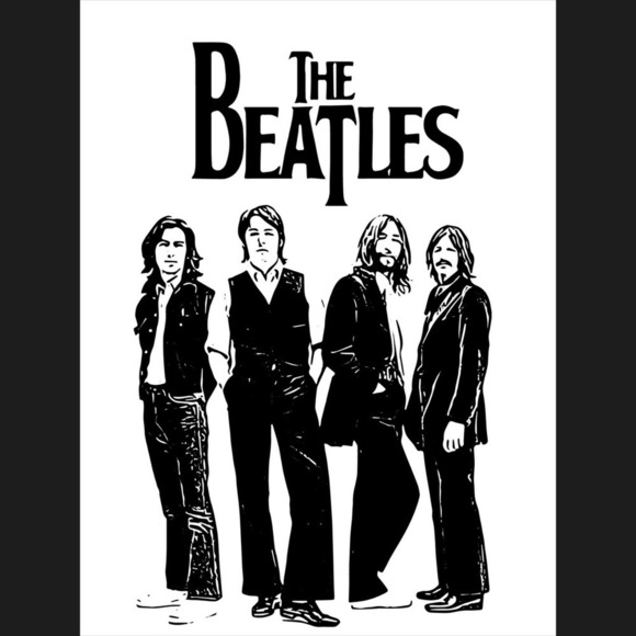 The Beatles Retro Music Black and White Art Print - Picture 2 of 5
